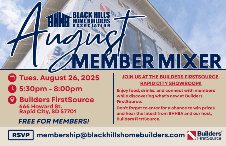 Black Hills Home Builders August Member Mixer Info
